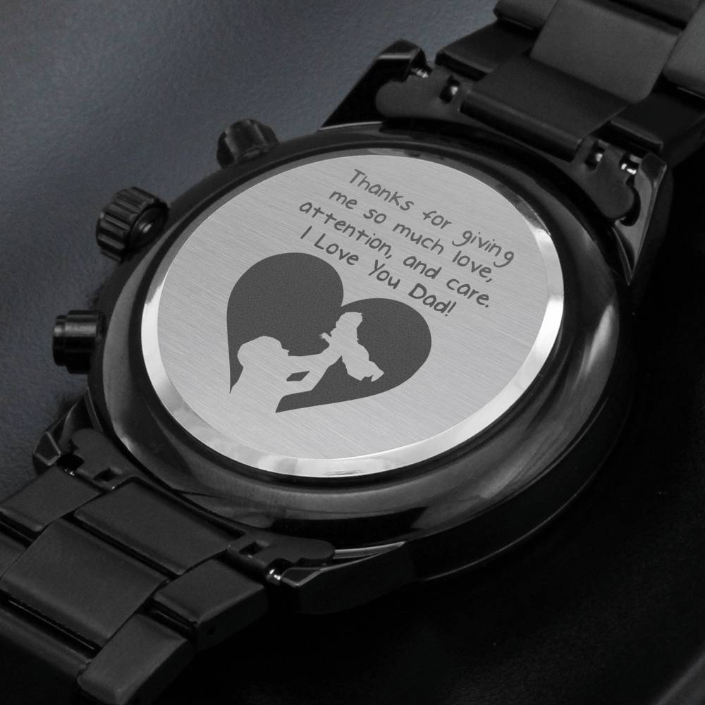To My Dad - I Love You - Black Chronograph Watch - Celeste Jewel