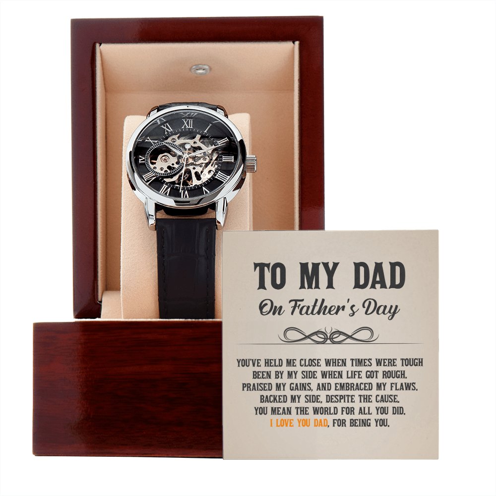 To My Dad - Personalized Father's Day Gift - Men's Skeleton Watch - Celeste Jewel