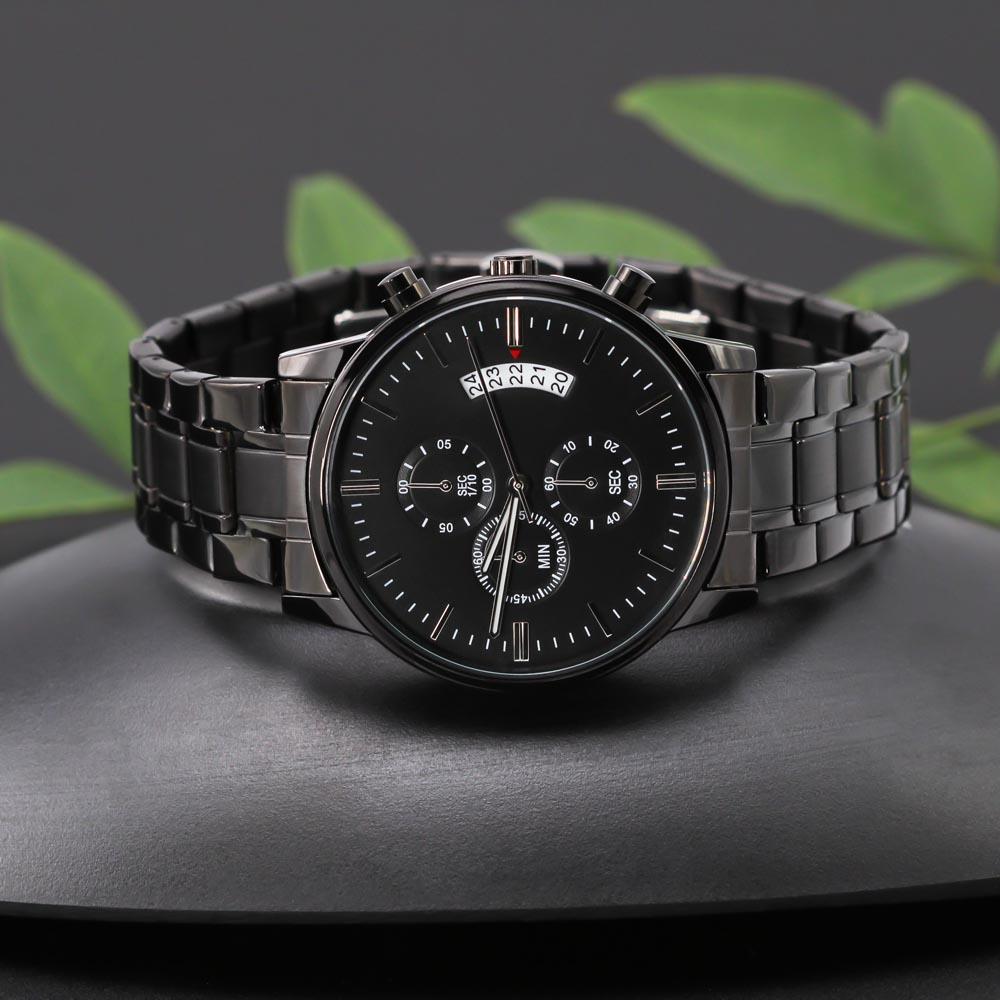 To My Dad - What I Learned From You - Black Chronograph Watch - Celeste Jewel