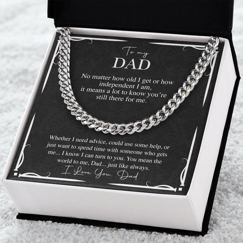 To My Dad - You Mean the World To Me - Cuban Link Chain Necklace - Celeste Jewel