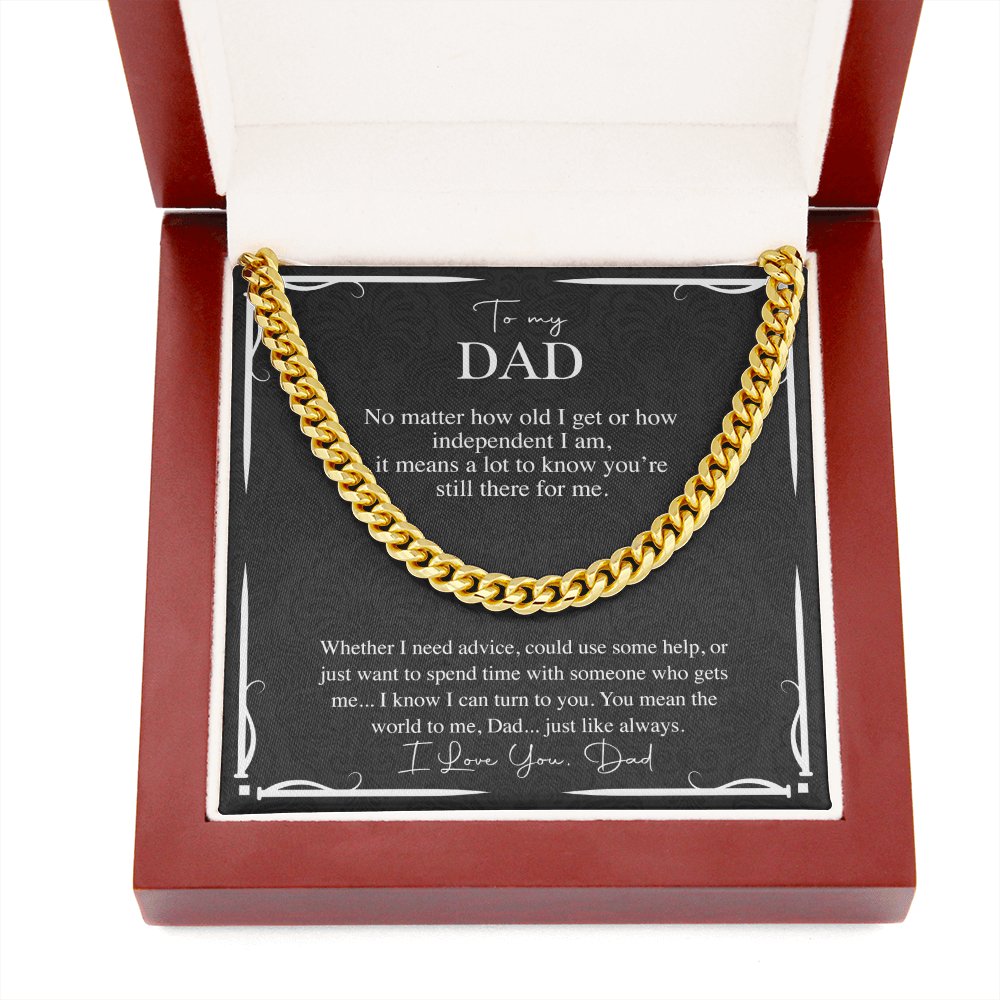 To My Dad - You Mean the World To Me - Cuban Link Chain Necklace - Celeste Jewel