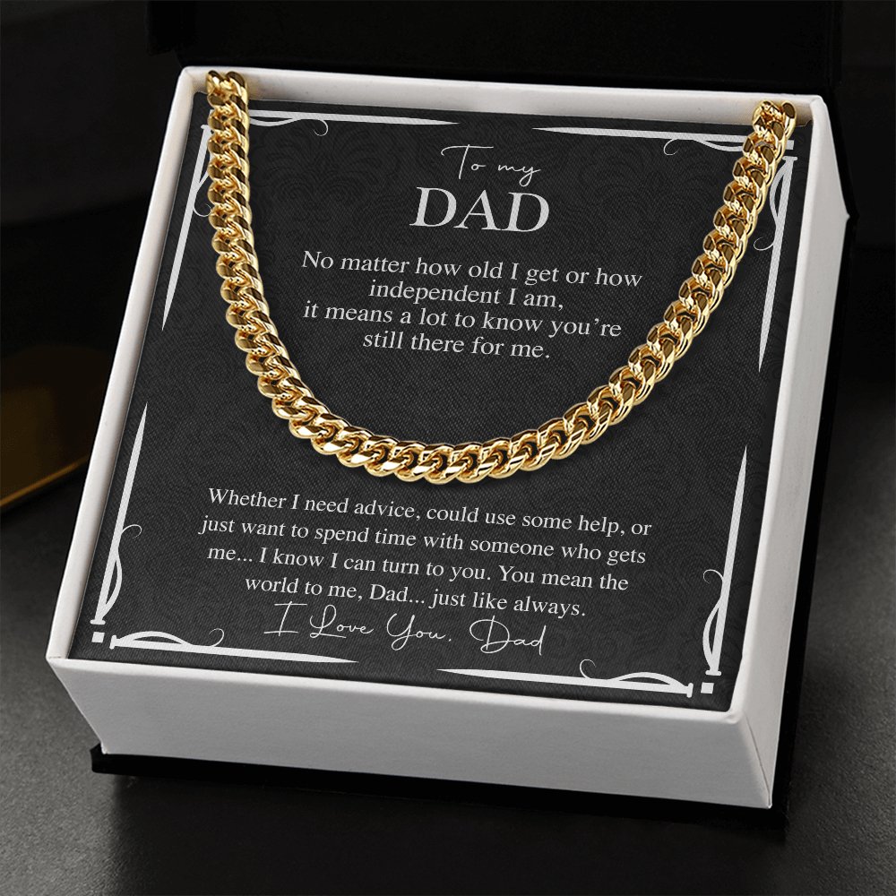 To My Dad - You Mean the World To Me - Cuban Link Chain Necklace - Celeste Jewel