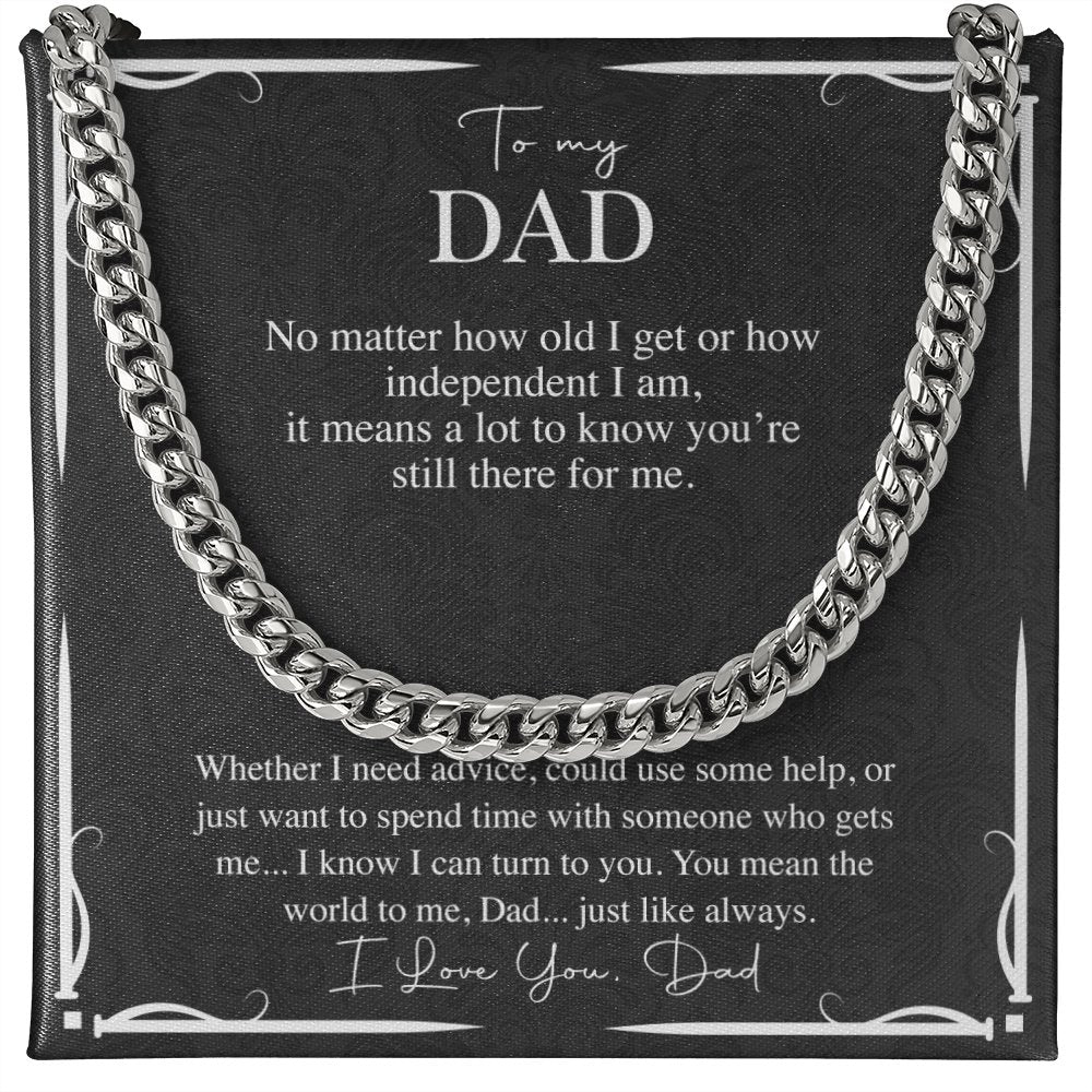 To My Dad - You Mean the World To Me - Cuban Link Chain Necklace - Celeste Jewel