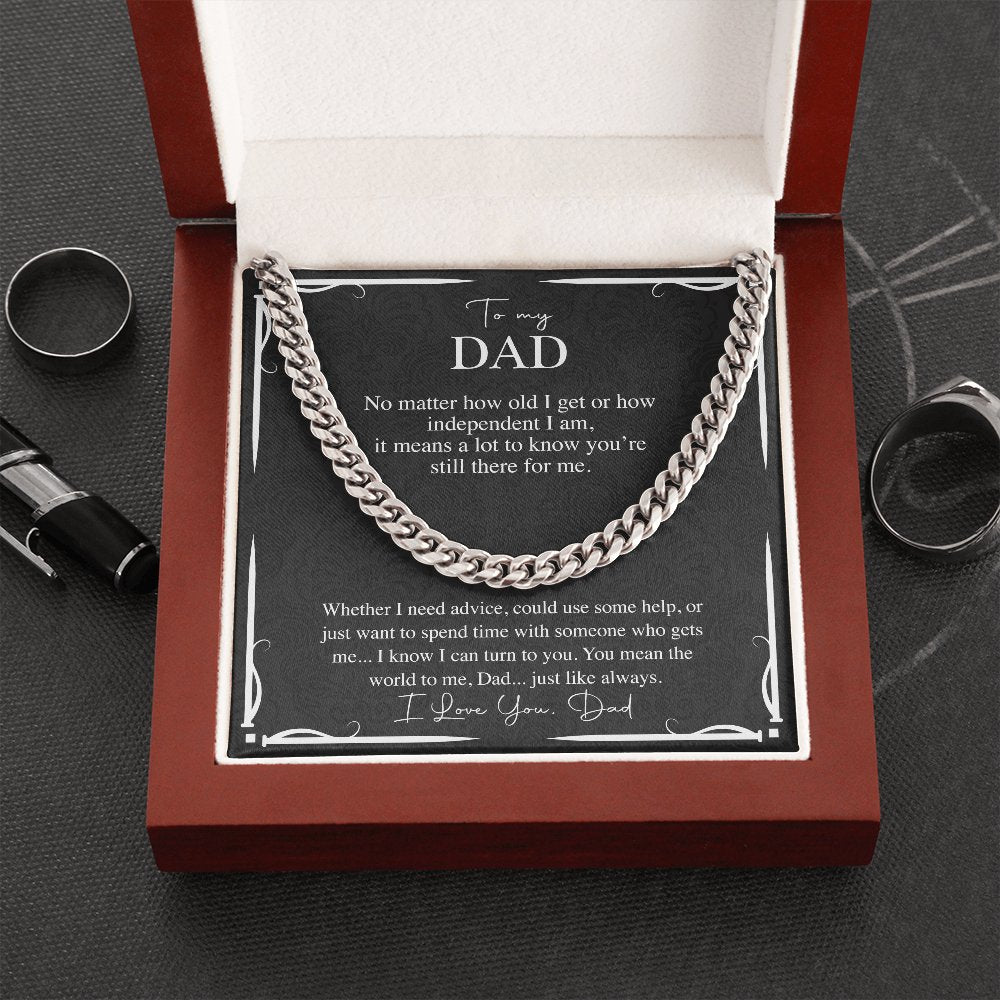 To My Dad - You Mean the World To Me - Cuban Link Chain Necklace - Celeste Jewel