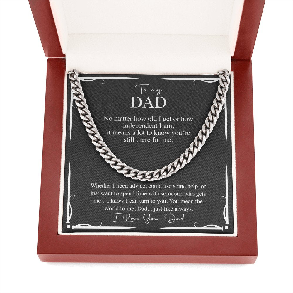 To My Dad - You Mean the World To Me - Cuban Link Chain Necklace - Celeste Jewel