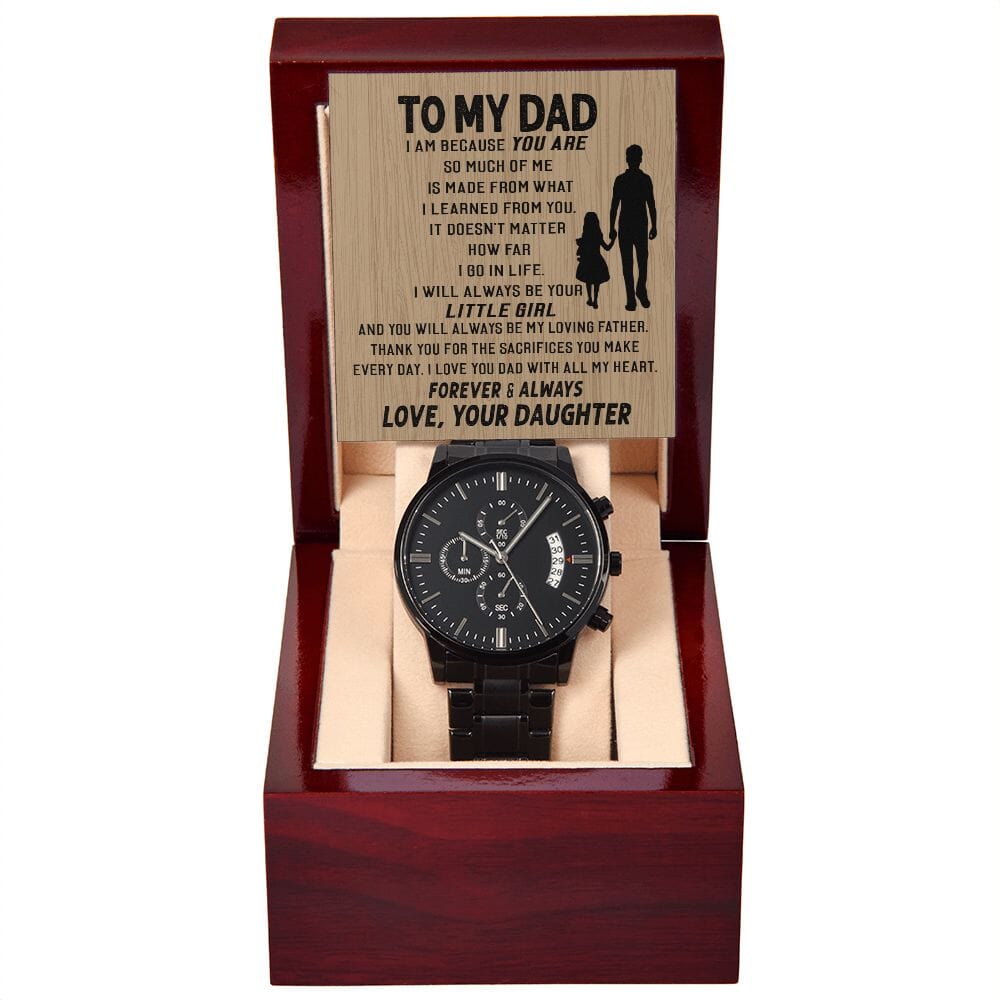 To My Dad - Your Little Girl - Black Chronograph Watch - Celeste Jewel
