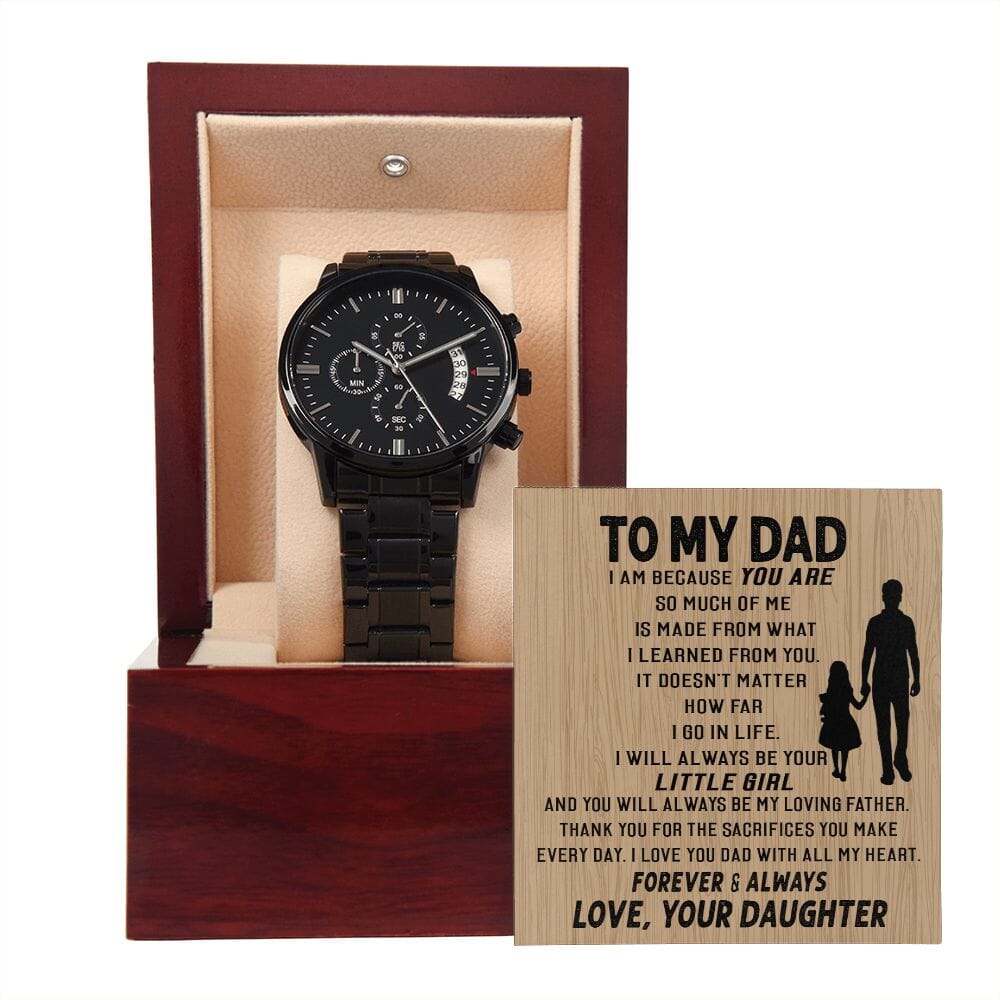 To My Dad - Your Little Girl - Black Chronograph Watch - Celeste Jewel