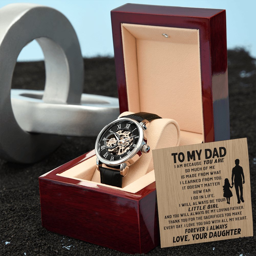 To My Dad - Your Little Girl - Skeleton Watch - Celeste Jewel