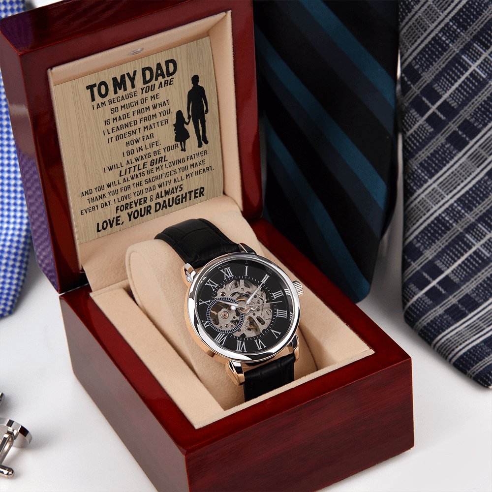 To My Dad - Your Little Girl - Skeleton Watch - Celeste Jewel