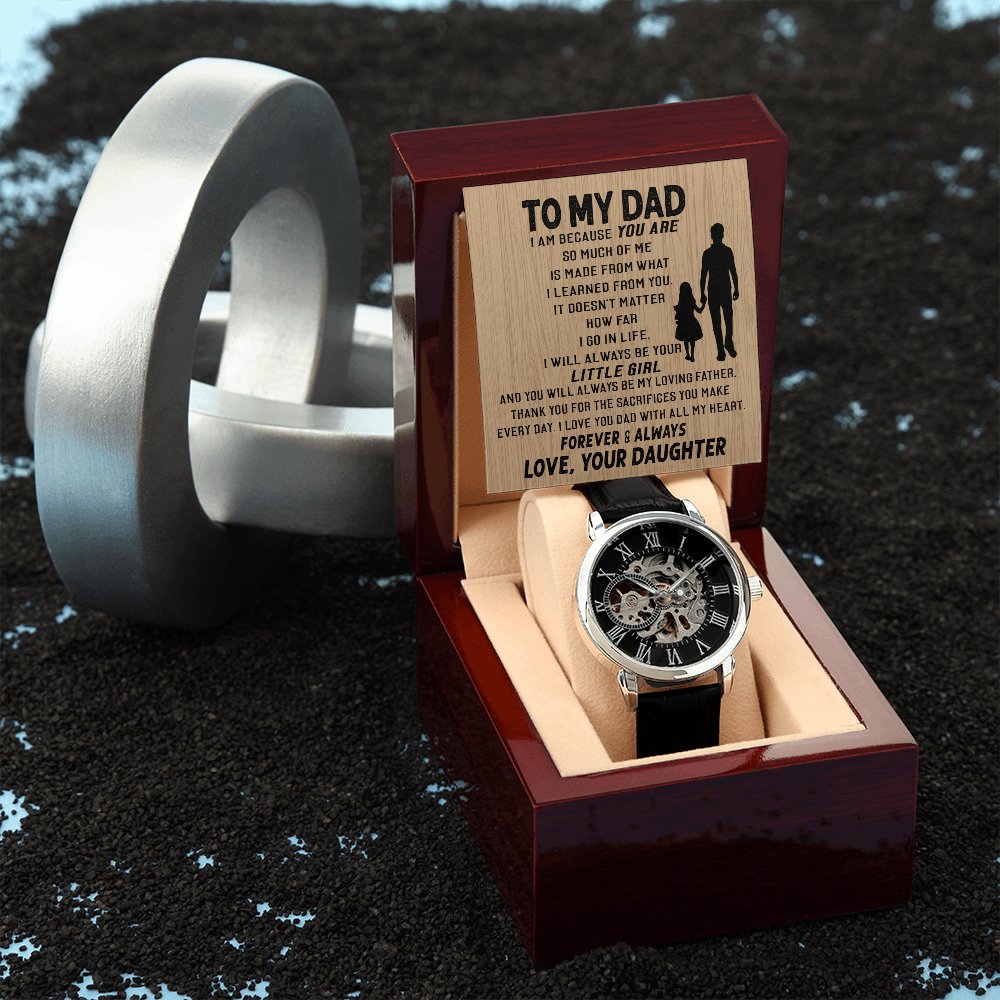 To My Dad - Your Little Girl - Skeleton Watch - Celeste Jewel