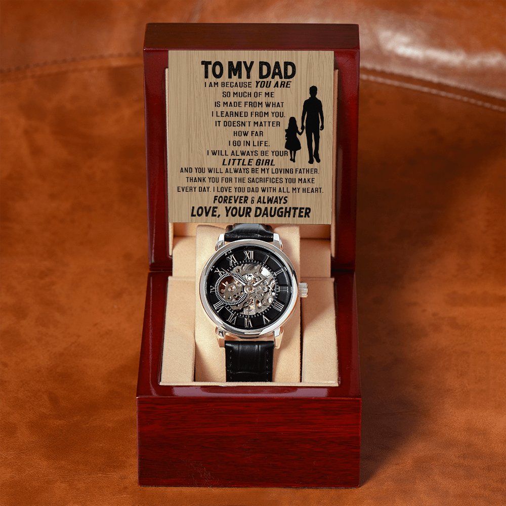 To My Dad - Your Little Girl - Skeleton Watch - Celeste Jewel