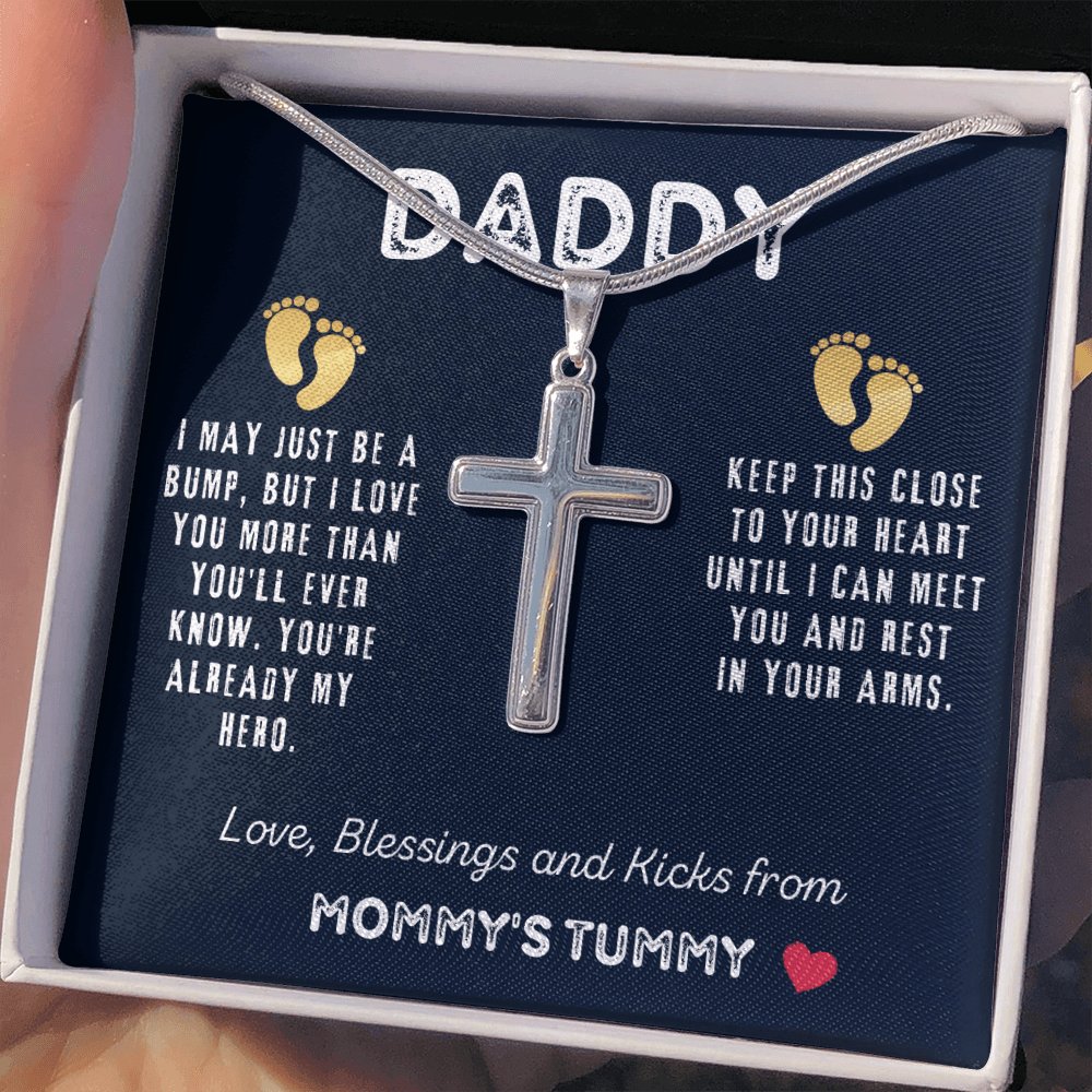 To My Daddy - Gift For New Dad - Personalized Cross Necklace - Celeste Jewel