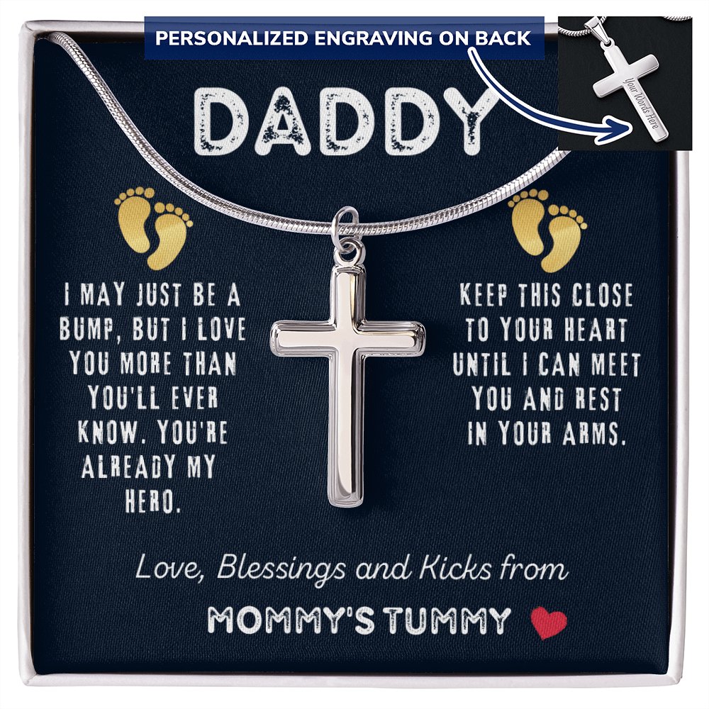 To My Daddy - Gift For New Dad - Personalized Cross Necklace - Celeste Jewel