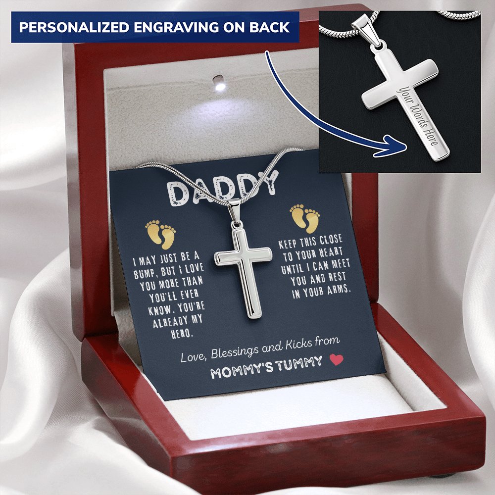 To My Daddy - Gift For New Dad - Personalized Cross Necklace - Celeste Jewel