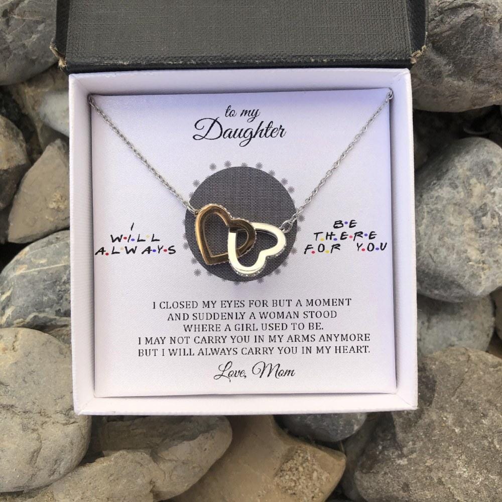 To My Daughter - Always Carry You In My Heart - Interlocking Hearts Necklace - Celeste Jewel