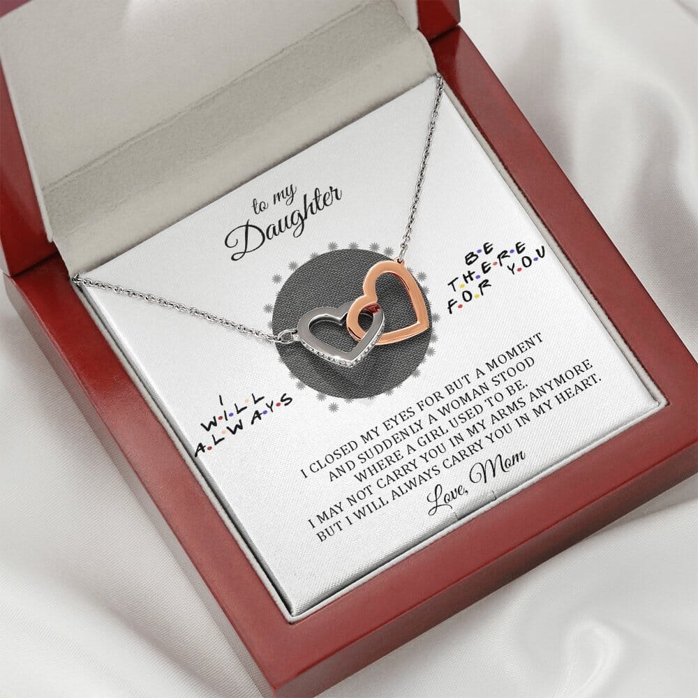 To My Daughter - Always Carry You In My Heart - Interlocking Hearts Necklace - Celeste Jewel