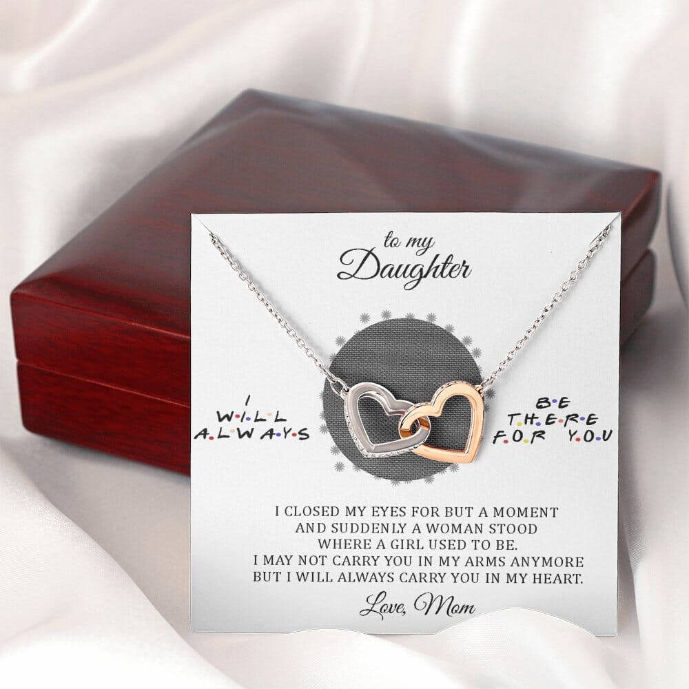 To My Daughter - Always Carry You In My Heart - Interlocking Hearts Necklace - Celeste Jewel