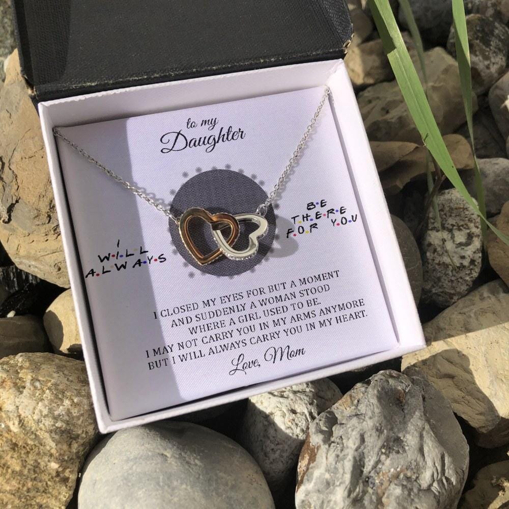 To My Daughter - Always Carry You In My Heart - Interlocking Hearts Necklace - Celeste Jewel
