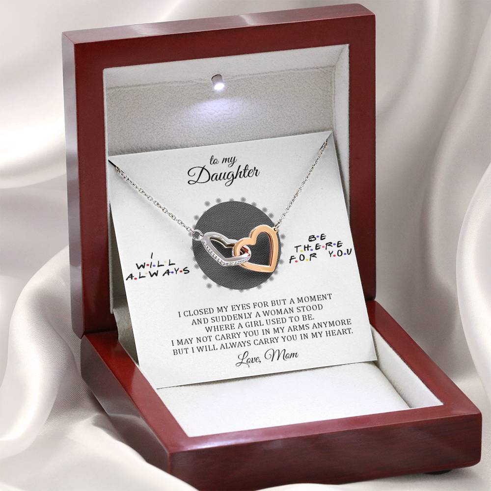 To My Daughter - Always Carry You In My Heart - Interlocking Hearts Necklace - Celeste Jewel
