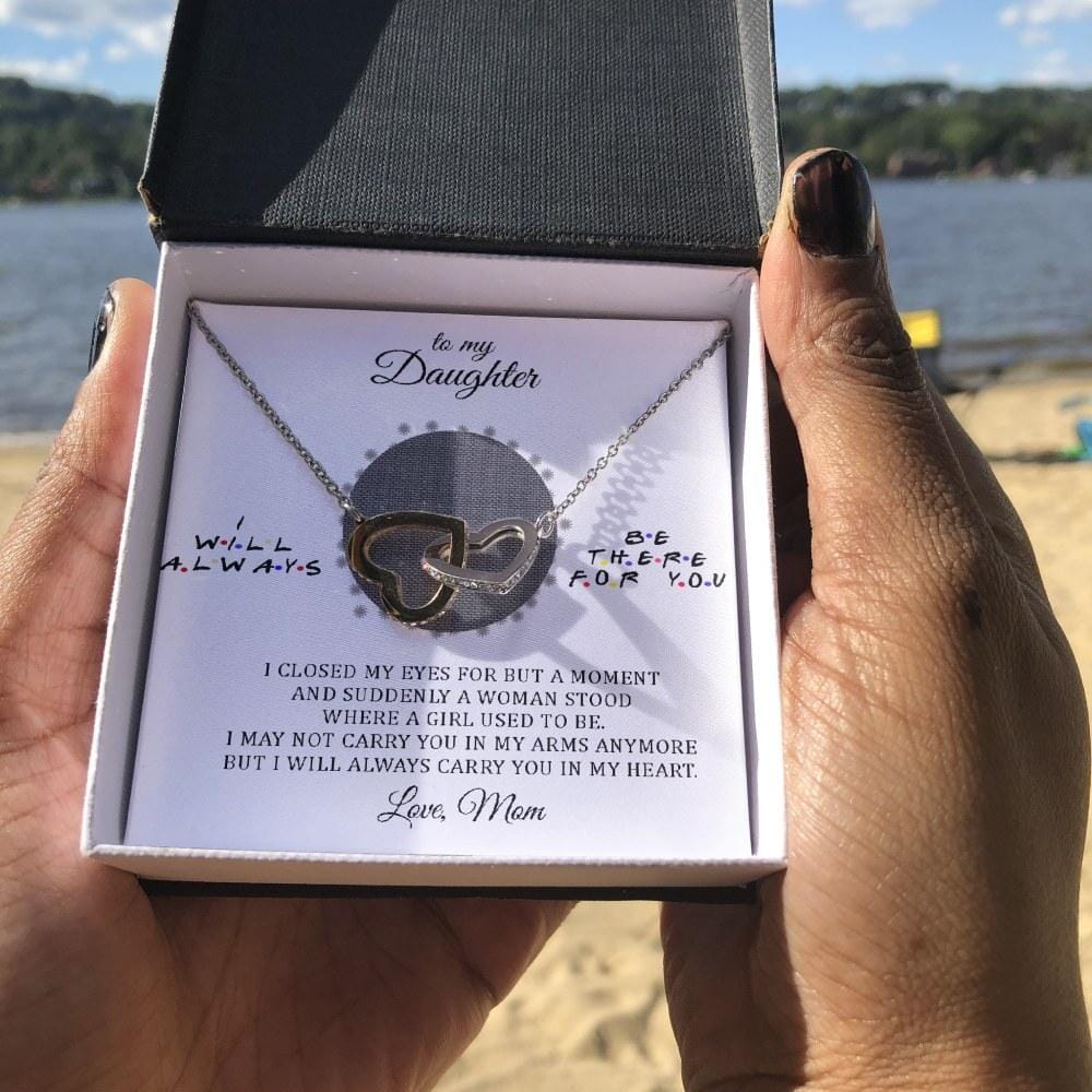 To My Daughter - Always Carry You In My Heart - Interlocking Hearts Necklace - Celeste Jewel