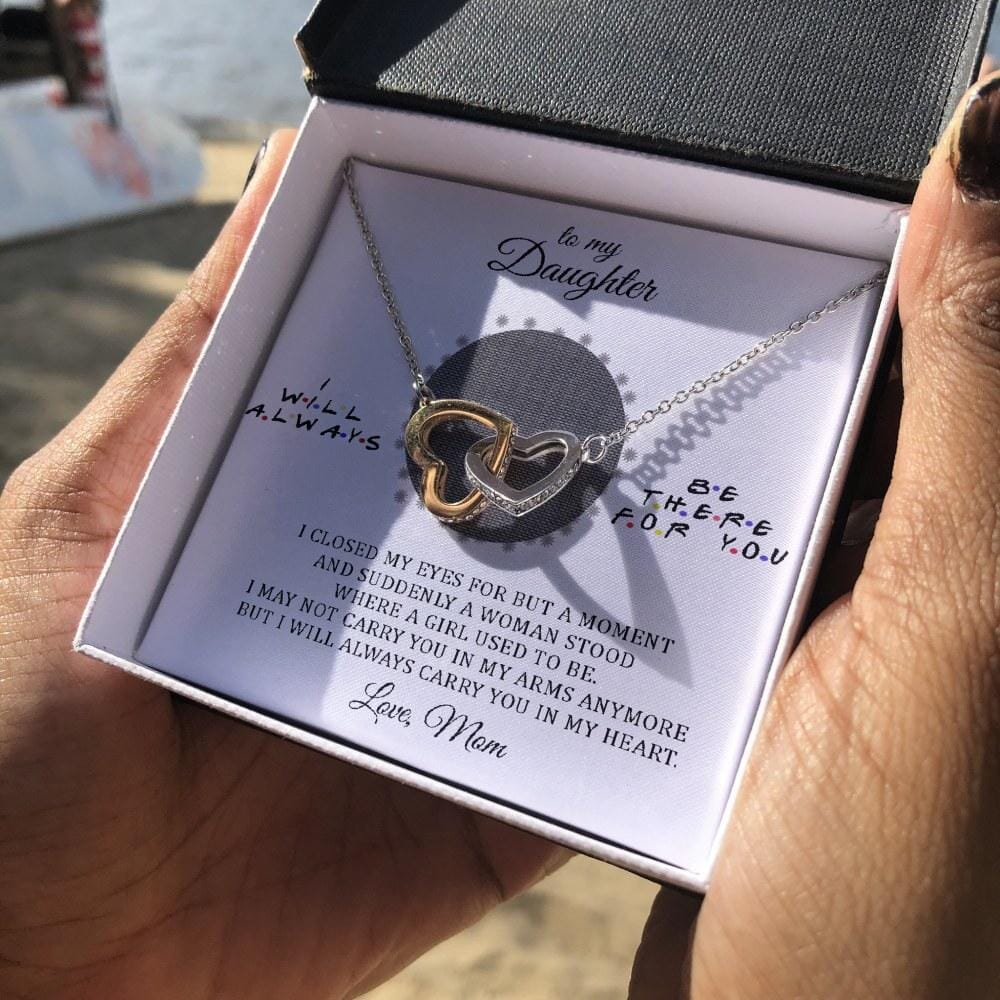 To My Daughter - Always Carry You In My Heart - Interlocking Hearts Necklace - Celeste Jewel