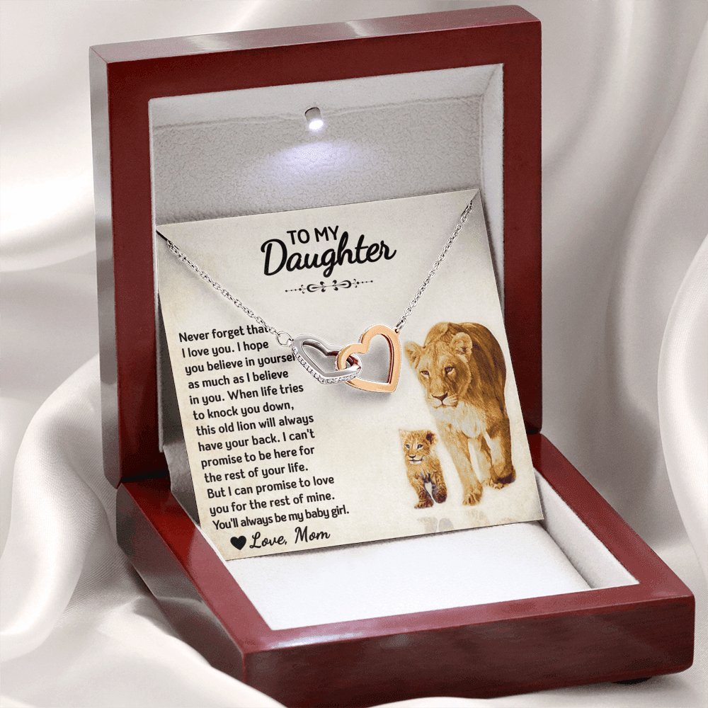 To My Daughter - Always My Baby Girl - Interlocking Hearts Necklace - Celeste Jewel