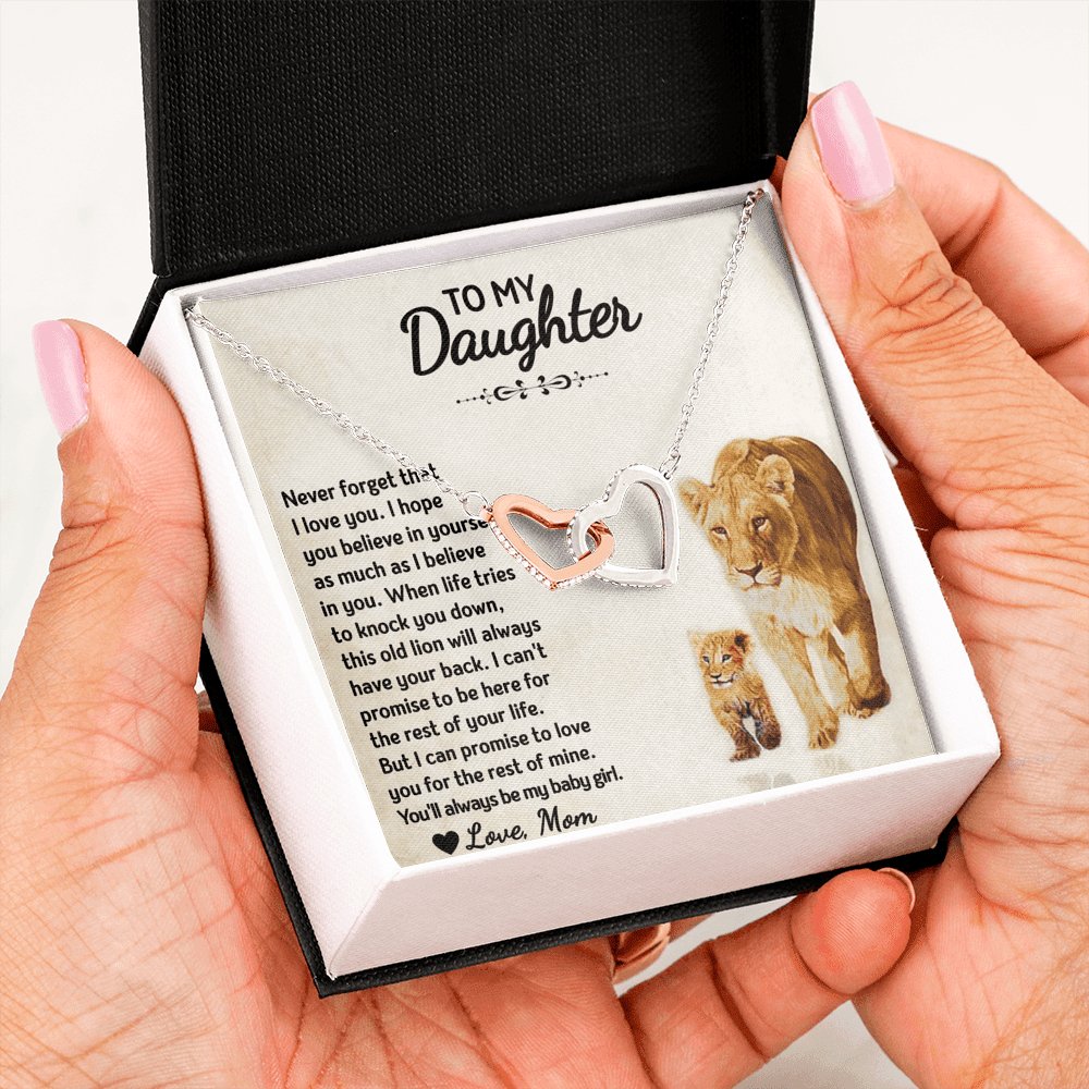 To My Daughter - Always My Baby Girl - Interlocking Hearts Necklace - Celeste Jewel
