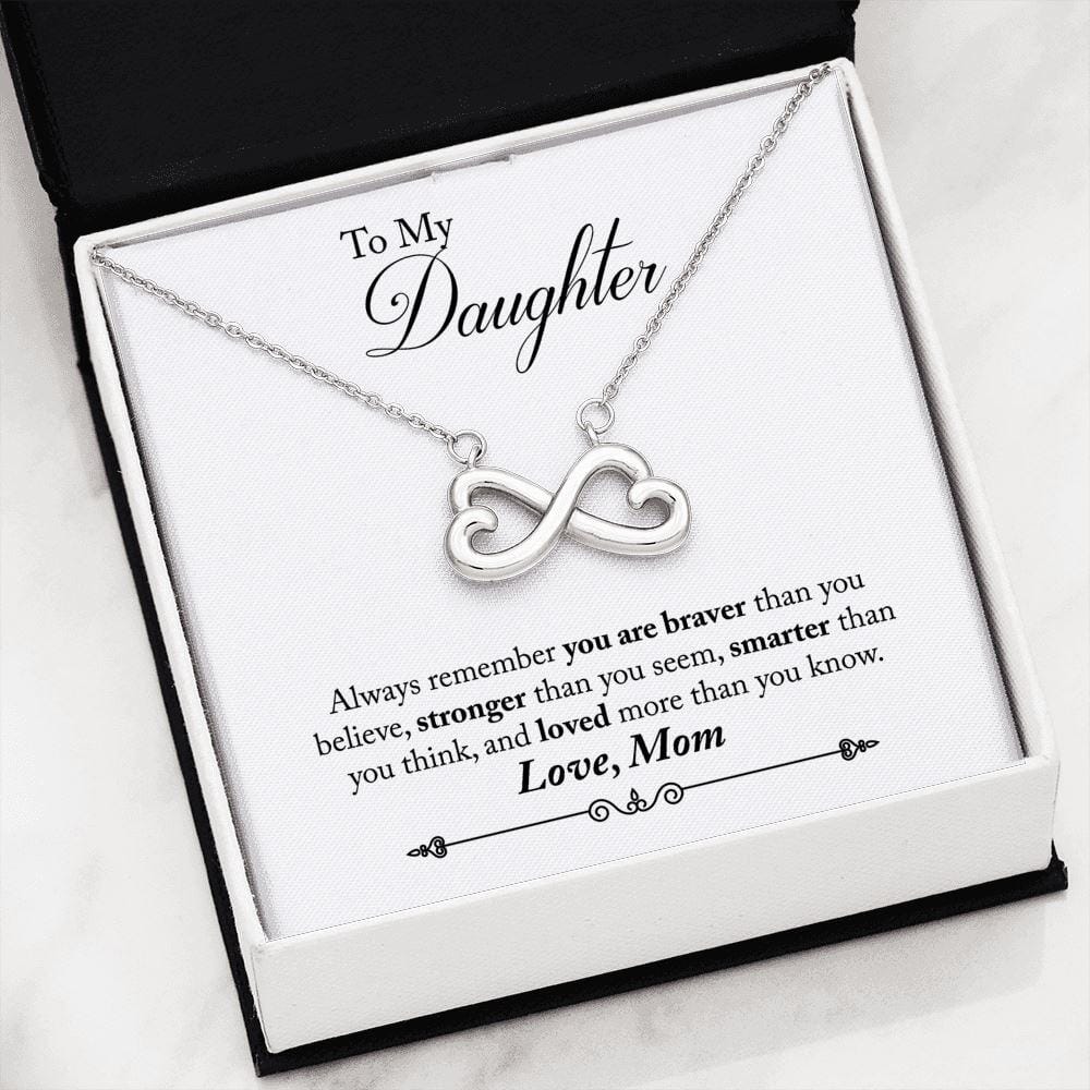 To My Daughter - Braver Stronger Smarter - Infinity Necklace - Celeste Jewel