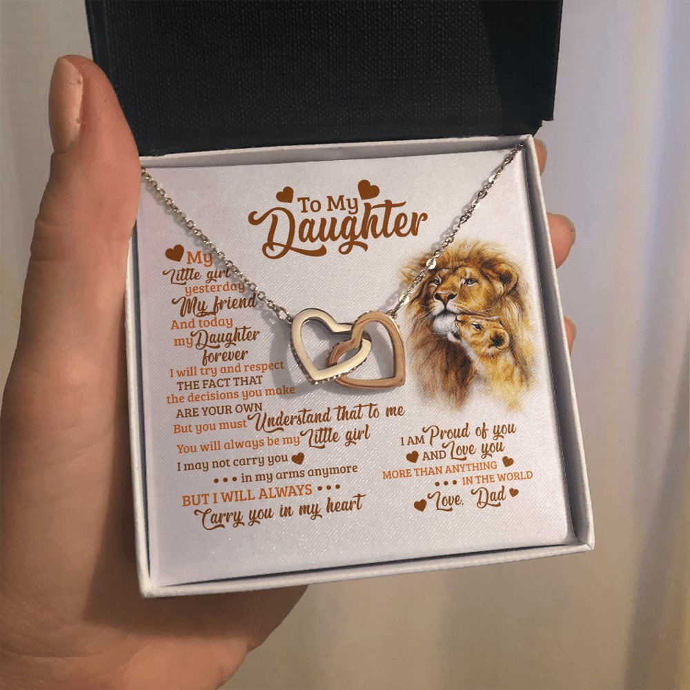 To My Daughter - Carry You In My Heart - Interlocking Hearts Necklace - Celeste Jewel