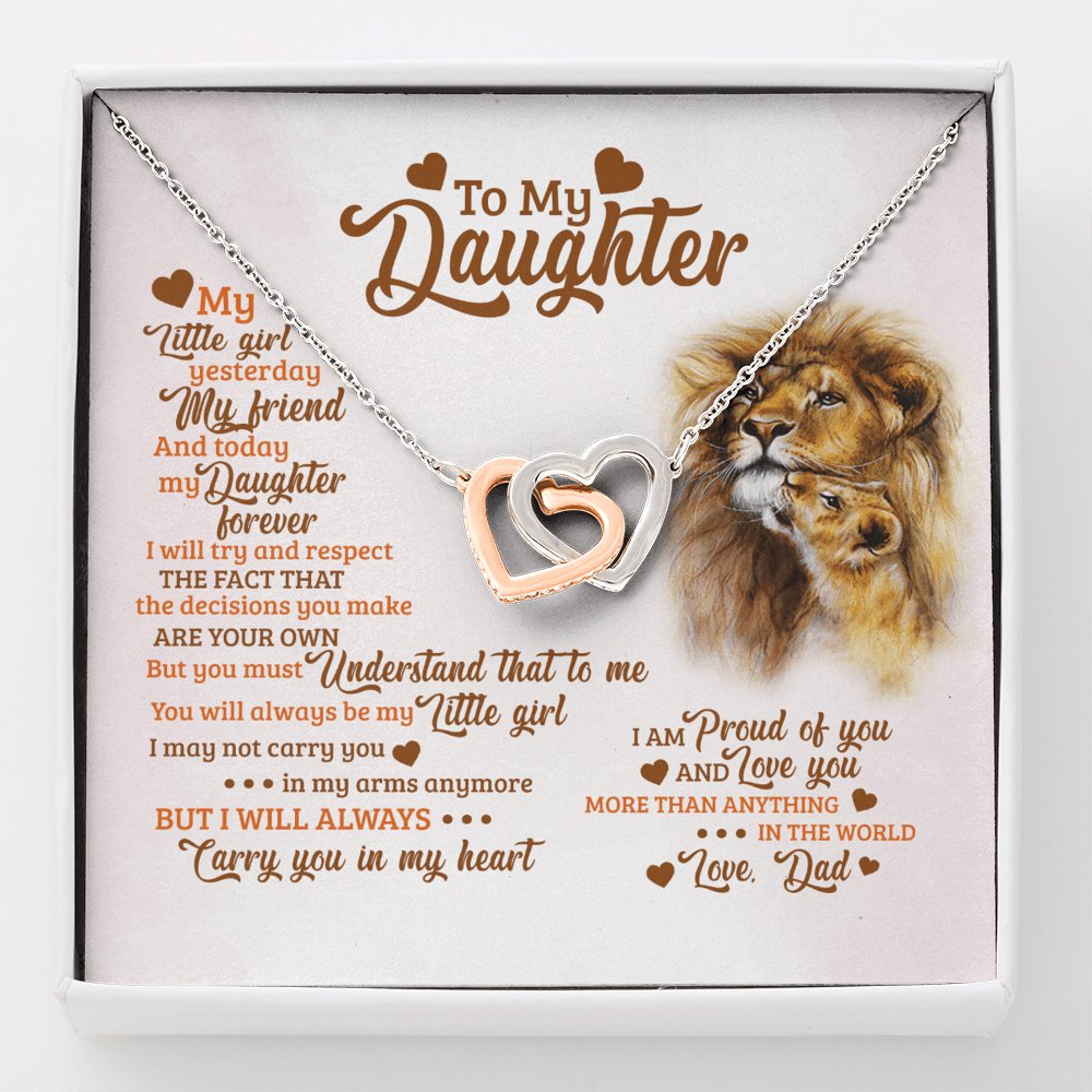 To My Daughter - Carry You In My Heart - Interlocking Hearts Necklace - Celeste Jewel