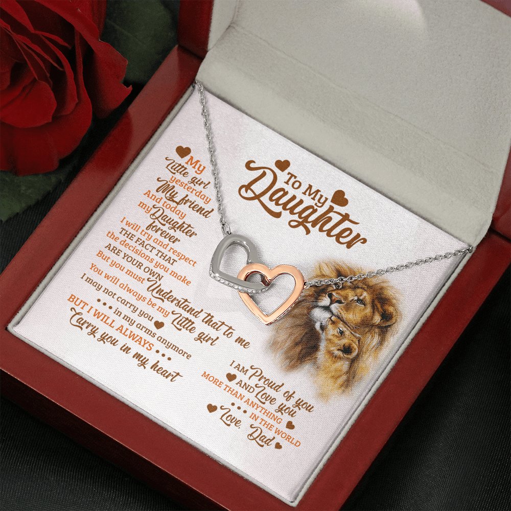 To My Daughter - Carry You In My Heart - Interlocking Hearts Necklace - Celeste Jewel