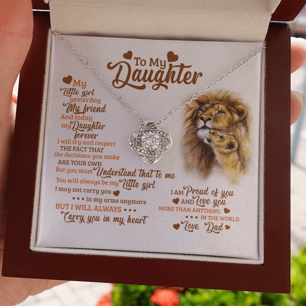 To My Daughter - Carry You In My Heart - Love Knot Necklace - Celeste Jewel