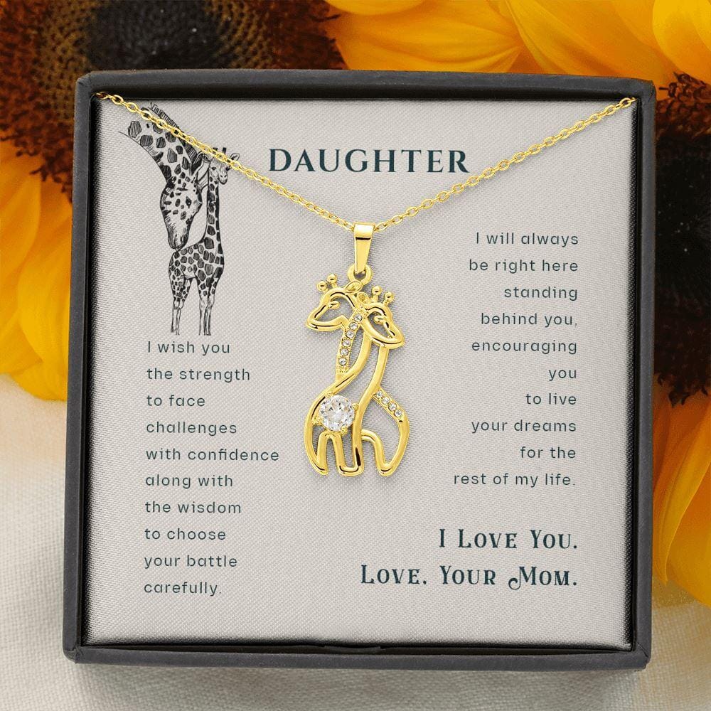 To My Daughter - Encouraging You - Hugging Giraffe Necklace - Celeste Jewel