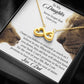 To My Daughter message card with Infinity Necklace in yellow gold finish, card reads Never Forget That I Love You