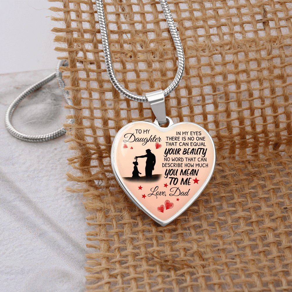 To My Daughter - Gift From Dad - Luxury Graphic Heart Necklace - Celeste Jewel