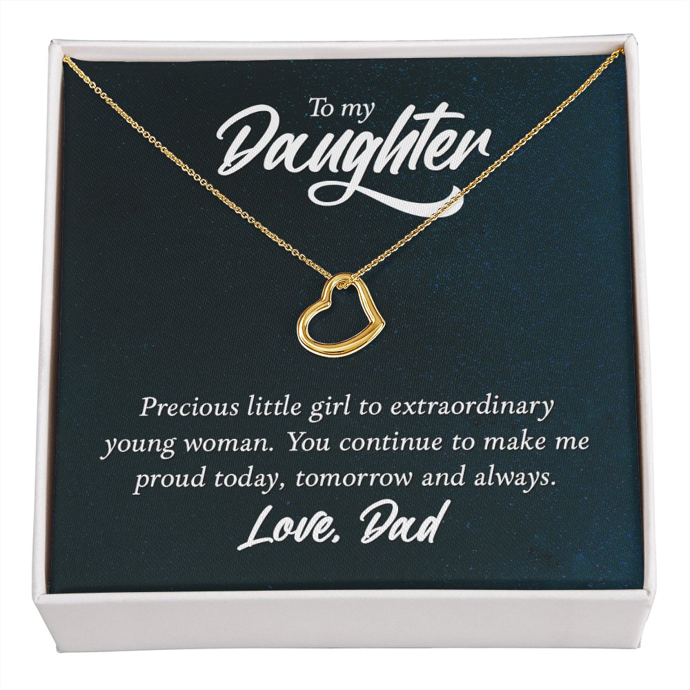 To My Daughter Gift From Dad - Today Tomorrow And Always - Dainty Heart Necklace - Celeste Jewel
