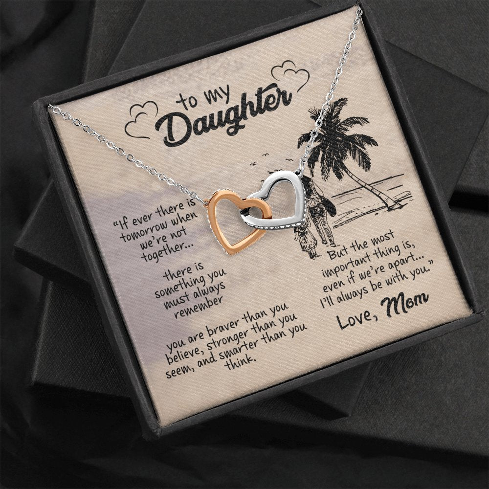 To My Daughter - I'll Always Be With You - Interlocking Hearts Necklace - Celeste Jewel