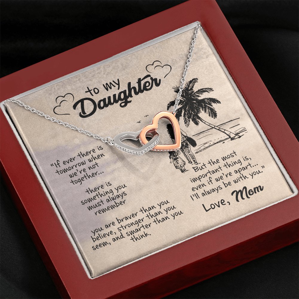 To My Daughter - I&#39;ll Always Be With You - Interlocking Hearts Necklace - Celeste Jewel