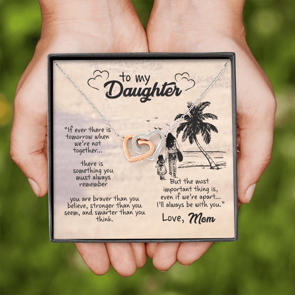 To My Daughter - I&#39;ll Always Be With You - Interlocking Hearts Necklace - Celeste Jewel