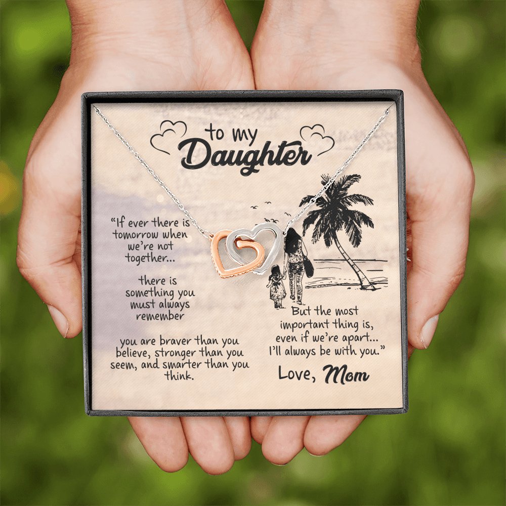 To My Daughter - I'll Always Be With You - Interlocking Hearts Necklace - Celeste Jewel