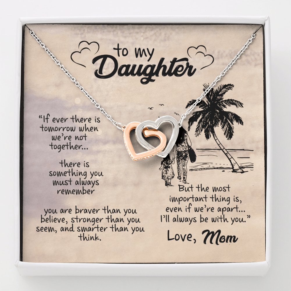 To My Daughter - I'll Always Be With You - Interlocking Hearts Necklace - Celeste Jewel
