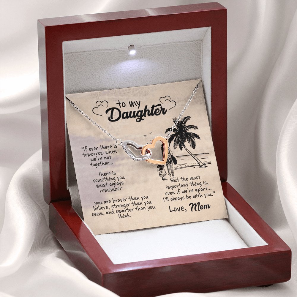 To My Daughter - I'll Always Be With You - Interlocking Hearts Necklace - Celeste Jewel