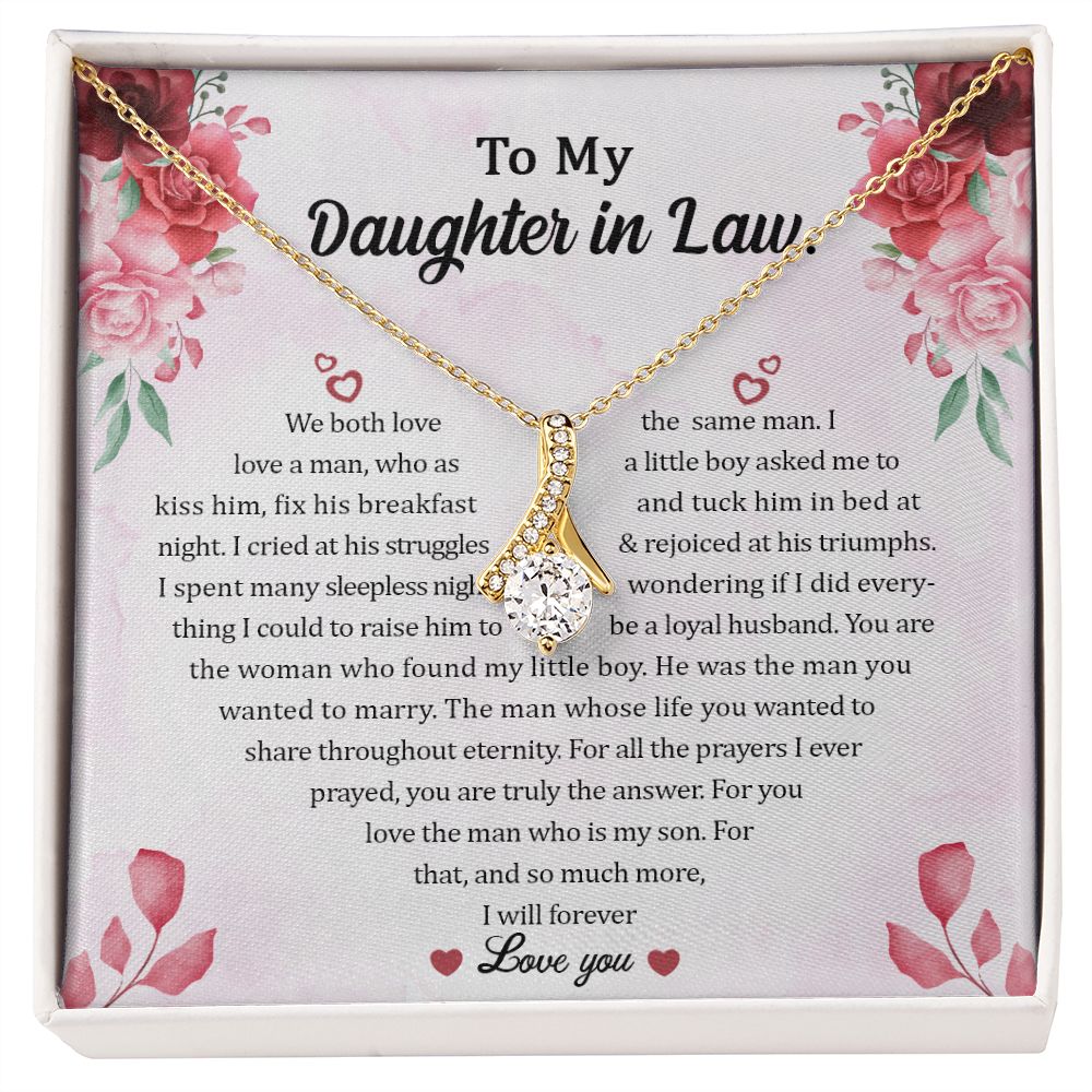 Tilted view of the To My Daughter In Law message card with Sparkling Radiance Necklace