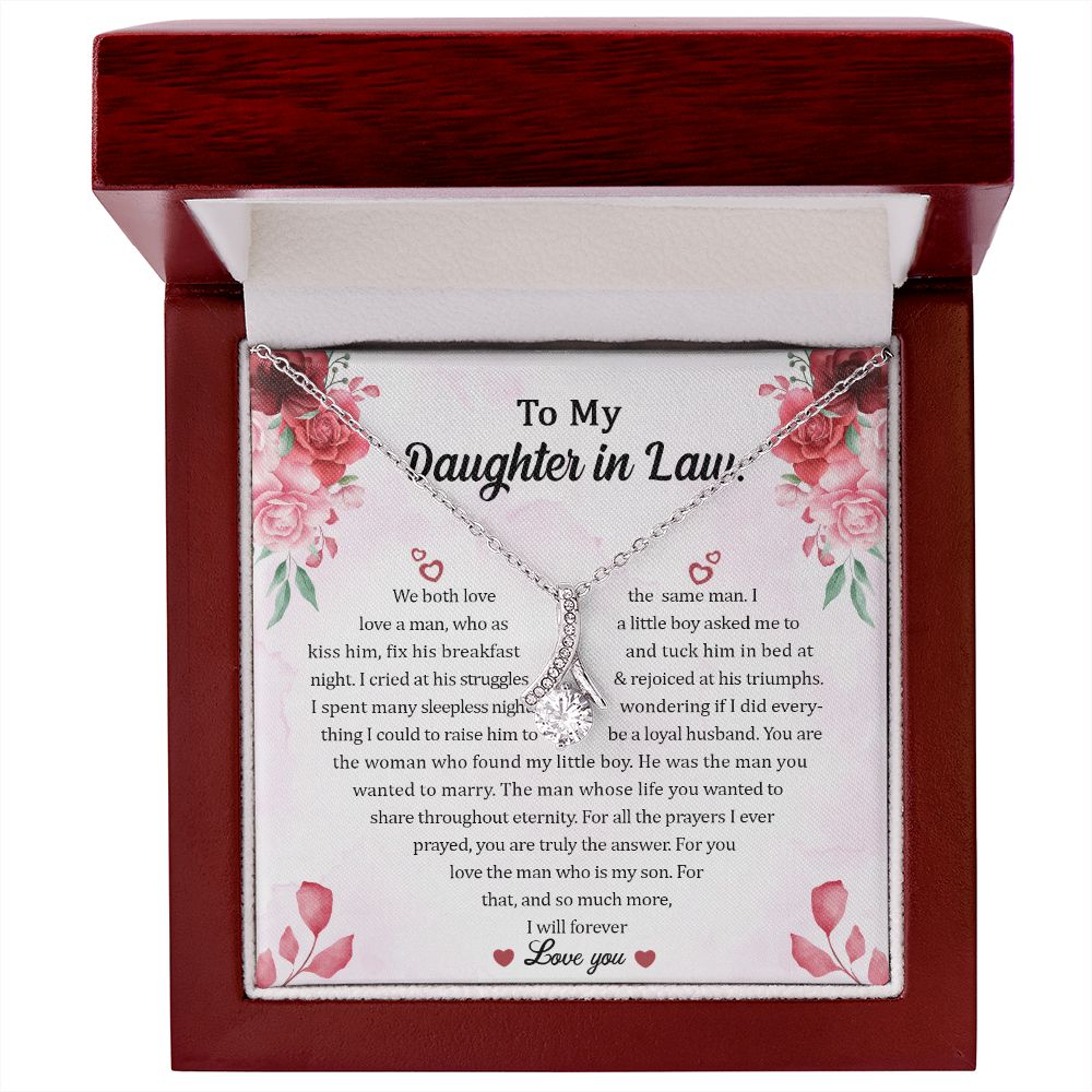Sparkling Radiance Necklace with To My Daughter In Law card in a mahogany style LED gift box