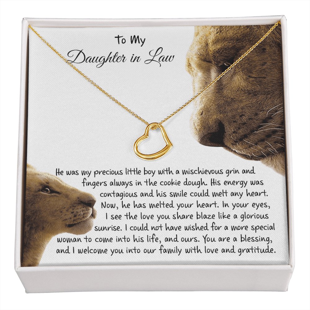 To My Daughter In Law Gift - You Are A Blessing - Dainty Heart Necklace - Celeste Jewel