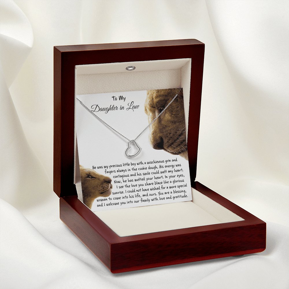 To My Daughter In Law Gift - You Are A Blessing - Dainty Heart Necklace - Celeste Jewel