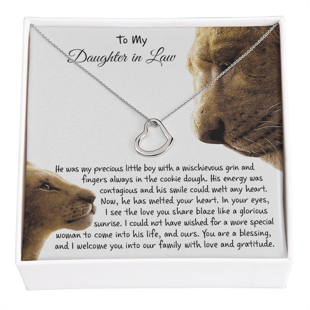 To My Daughter In Law Gift - You Are A Blessing - Dainty Heart Necklace - Celeste Jewel