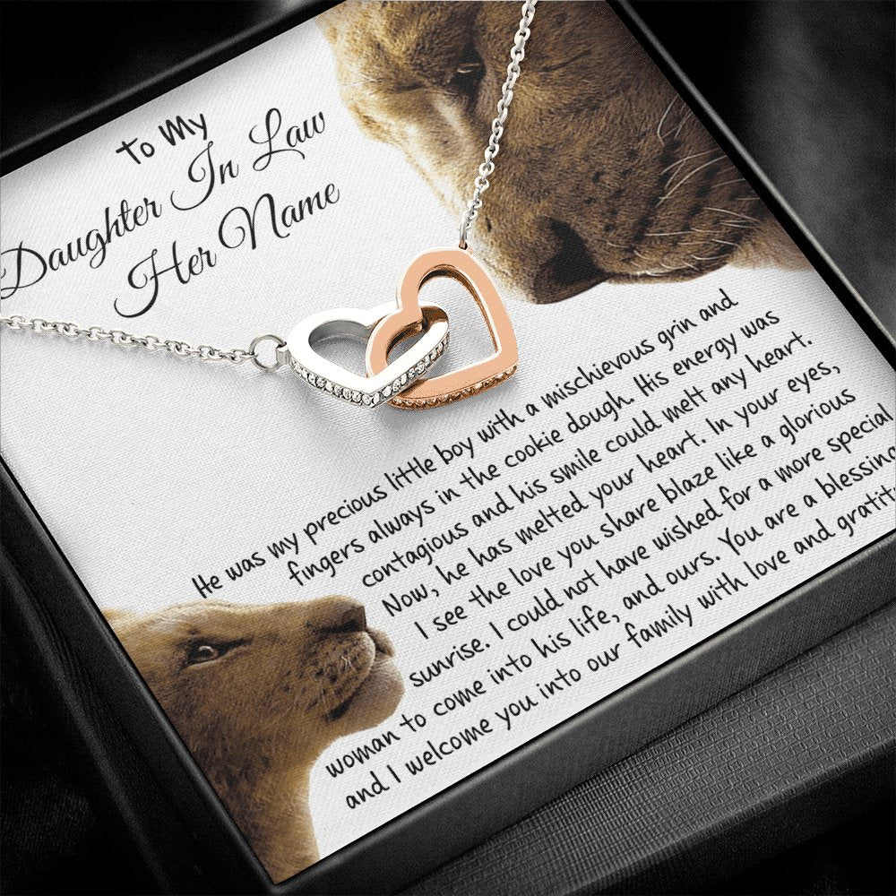 To My Daughter-In-Law - You Are A Blessing - Interlocking Hearts Necklace - Celeste Jewel