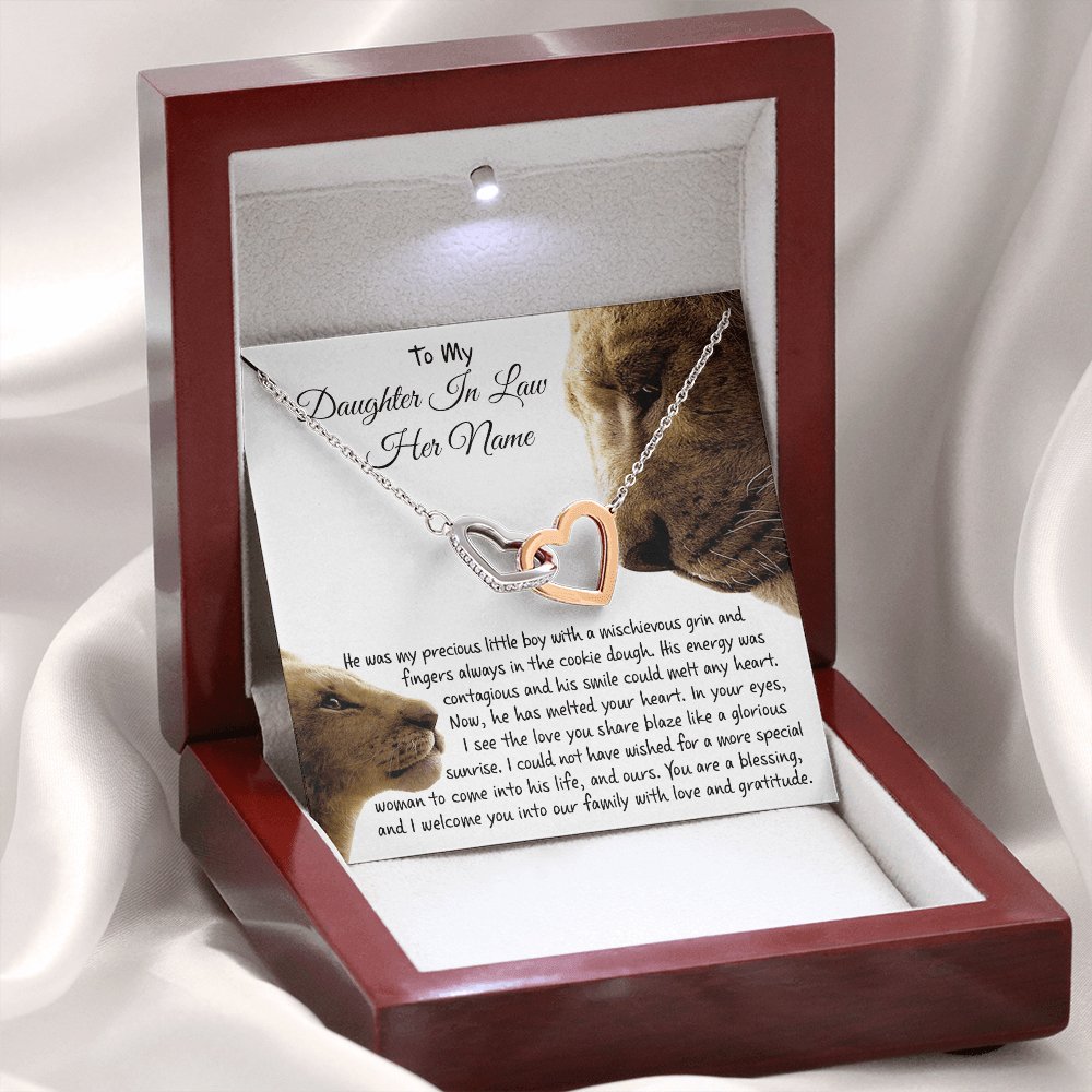 To My Daughter-In-Law - You Are A Blessing - Interlocking Hearts Necklace - Celeste Jewel