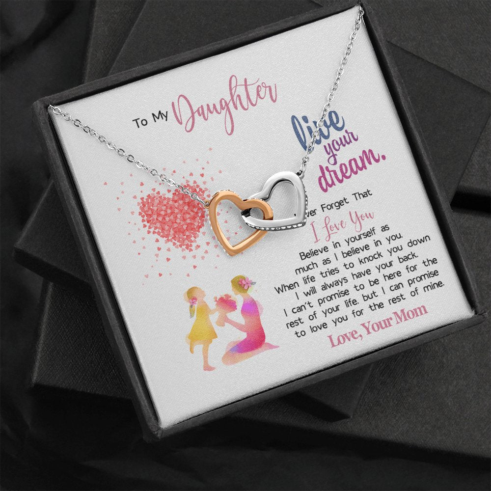 To My Daughter - Live Your Dream - Interlocking Hearts Necklace - Celeste Jewel